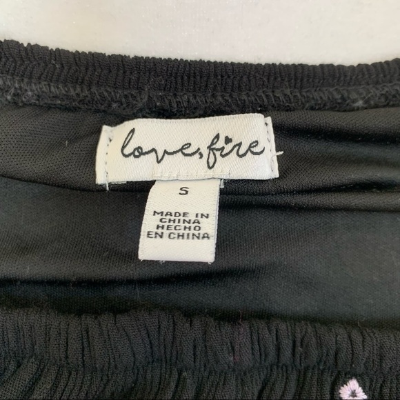 Love, Fire Black Embroidered Fringe Off The Shoulder Dress Size Small - Picture 9 of 10